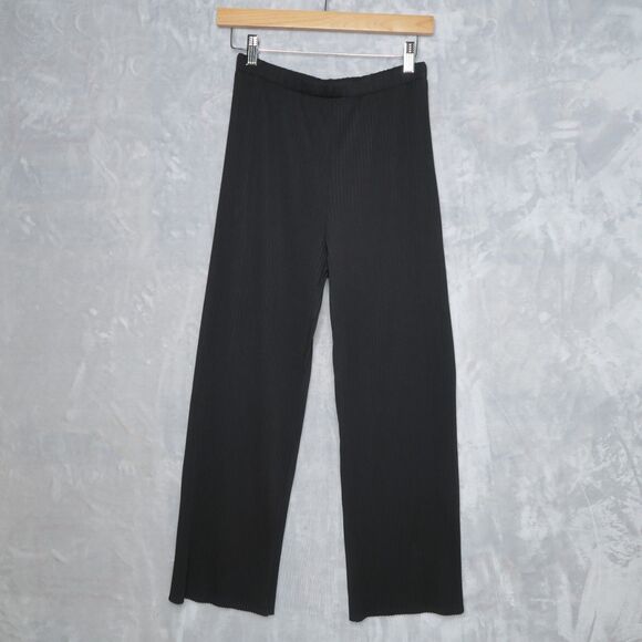 Uniqlo Pants - UNIQLO Black Micro Pleated Straight Pants Size S Crepe High Waisted Pull On